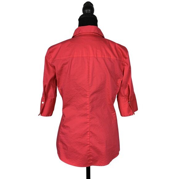 7th Avenue Design Studio By New York & Company Womens Red Button-Down Shirt - Picture 2 of 10